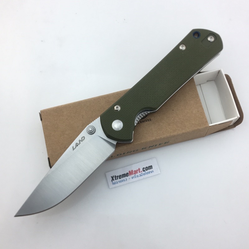 LAND 911 (หมุดสีเงิน) รับประกันของแท้100% ด้ามสีเขียว G10 ระบบ Ball bearing เปิด-ปิด ลื่นมาก สแตนเลส