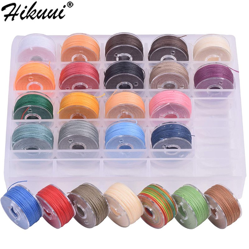 ชุดด้ายขี้ผึ้งเย็บผ้า โพลีเอสเตอร์ ทรงกลม 0.45 0.55 0.65 มม. 25 สี DIY สําหรับเย็บหนัง แฮนด์เมด
