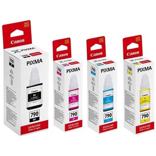 หมึกเติม CANON INK # GI-790 หมึกขวดแท้ 4 สี BK / C / M / Y สำหรับ Canon Pixma G1010 / G2010 / G3010 / G4010