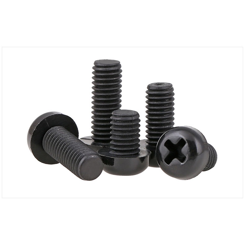[สีดํา] สกรูหัวกลมไนลอน Phillips หัวกระทะสลักเกลียวพลาสติก สกรูพลาสติก M2M2.5M3M4M5M6M8
