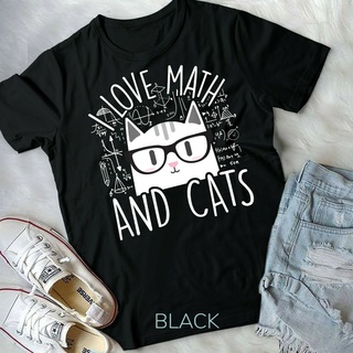 เสื้อยืด พิมพ์ลาย I Love Math And Cats น่ารัก เหมาะกับของขวัญคนรักคณิตศาสตร์