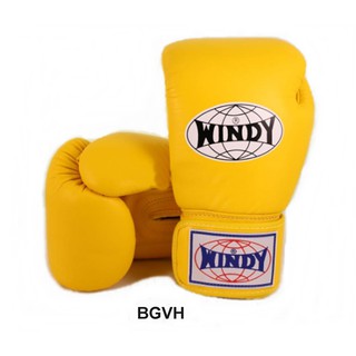 Windy Boxing Gloves BGVH Yellow 8,10.12,14,16 oz. นวมซ้อม มวย วินดี้ สีเหลือง เมจิคเทป หนังแท้จากโรงงาน ผลิตในประเทศไทย