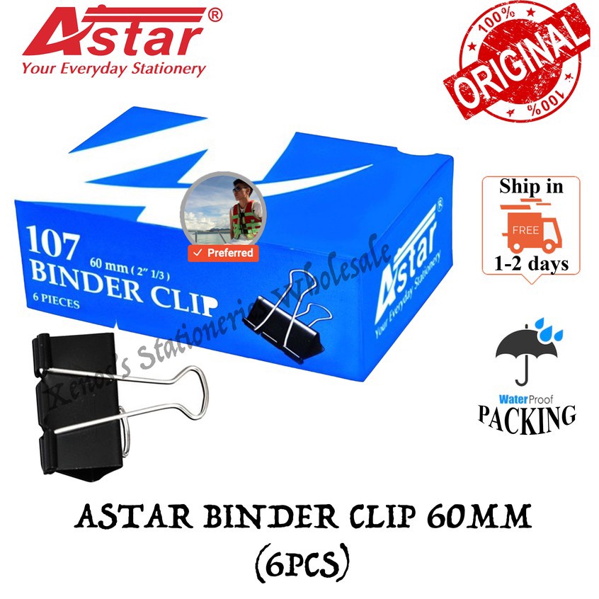 Astar Binder Clip / Double Clip (107 / 60mm / 6pcs)