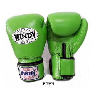 Windy Boxing Gloves BGVH Light Green 8,10.12,14,16 oz.นวมซ้อม วินดี้ เมจิคเทป เขียวอ่อน หนังแท้จากโรงงาน ผลิตในประเทศไทย