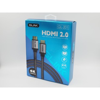 Cable HDMI 4K (V.2.0) M/M (3 M // 1.8 M) สายถัก GLINK GL201 มีประกัน 1 ปี