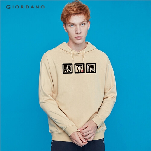 GIORDANO MEN Printed Chinese characters hoodies 91099659