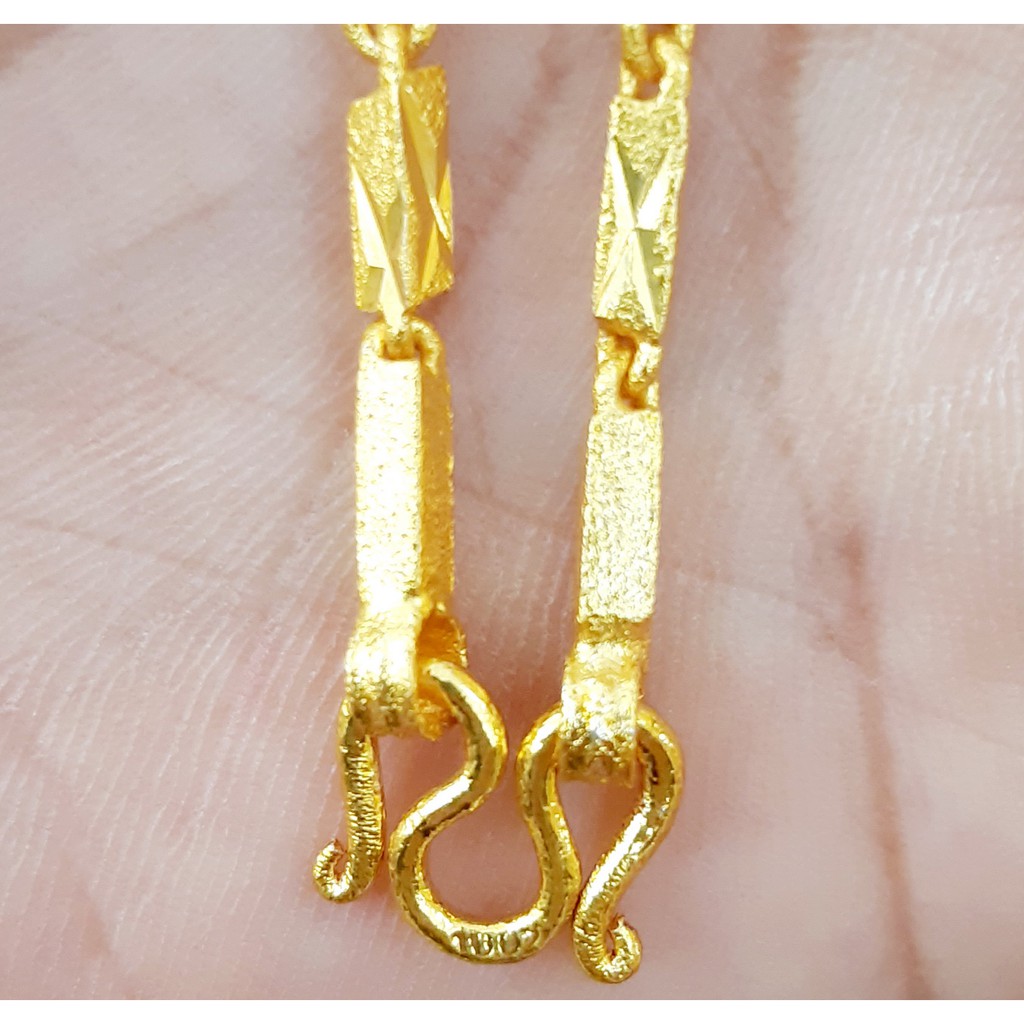 สร้อยคอ 1บาท 24นิ้ว ลายก้านไม้ขีด-ปล้องอ้อยตัดลาย แถมฟรี 1.ตลับใส่ทอง 2.ตะขอสำรอง ทองโคลนนิ่งเหมือนแท้