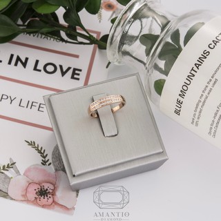 Amantio Diamond  Parallel Lines 18K ROSE GOLD (E COLORน้ำ99)แหวนแถวสองชั้น