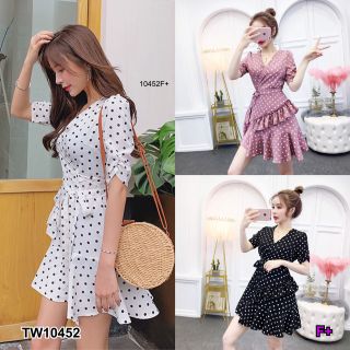 TW10452 เดรส​ เดรสสั้น​ ชุดลำลอง​ ชุดทำงาน​ เดรสน่ารัก​ Dress