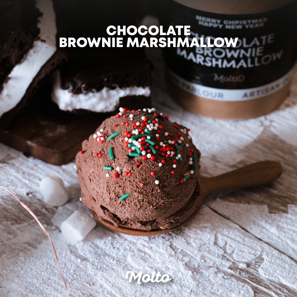 Chocolate Brownie Marshmallow (ไอศกรีม ช้อกโก บราวนี่ มาชเมลโล่ 1 ถ้วย 16 oz.) - Molto premium Gelato