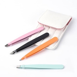 Tweezers set 4 clamps ชุดแหนบสแตนเลส 4 หัวพร้อมกระเป๋า