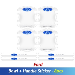 8 ชิ้น / เซ็ต สติกเกอร์ชามประตูรถใส สติ๊กเกอร์ติดแฮนด์ / Car Door Bowl Sticker Handle Sticker For Ford Ranger Fiesta Focus Everest Ecosport