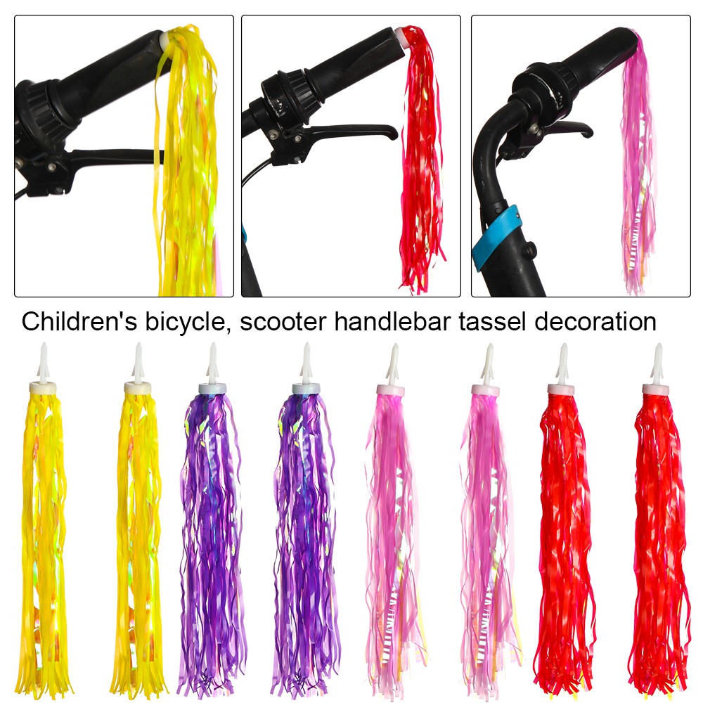 2pcs Bicycle Handlebar Colorful Tassel Streamers Kids Scooter Bike Decor Ribbon Tassel Ribbons Cycling Accessories