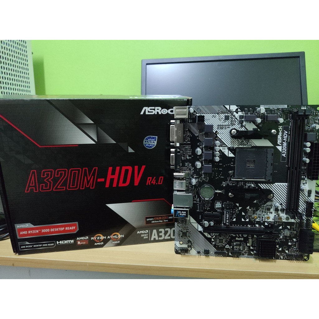 เมนบอร์ด [AM4] Asrock A320M-HDV R4.0 มือสอง