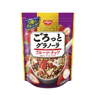 Nissin Premium Granola 400 g Fruit and nuts กราโนล่าพรีเมี่ยม ผสม สตอเบอรี่ ถั่ว แอปเปิ้ล ลูกเกด