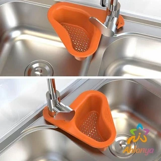 Ahlanya ตะแกรงกรองอ่างล้างจาน ตะกร้าระบายน้ำ คอเป็ดแขวนได้ กล่องเก็บของพลาสติก Sink filter rack