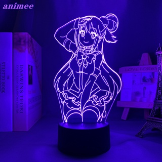 โคมไฟตั้งโต๊ะ Led อะคริลิค ลายการ์ตูนอนิเมะ KonoSuba Aqua 3d สําหรับตกแต่งห้องนอนเด็ก