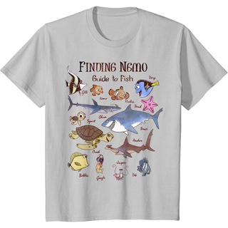 เสื้อยืดผ้าฝ้ายพรีเมี่ยม เสื้อยืด พิมพ์ลายกราฟิก Disney Pixar Finding Nemo Fish Guide