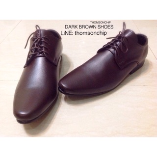 DARK BROWN SHOES รองเท้าหนังหัวแหลม สีน้ำตาลเข้ม