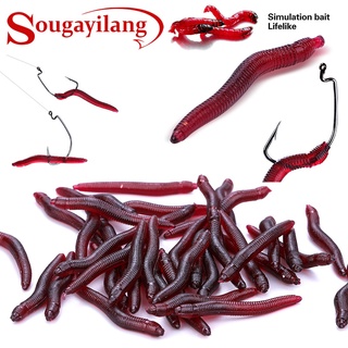 Sougayilang Fishing Lure เหยื่อไส้เดือนฝอยนุ่มปลาคาร์พเหยื่อประดิษฐ์ยางตกปลาเหยื่อยางเหยื่อตกปลาน้ำจืดและน้ำเค็ม