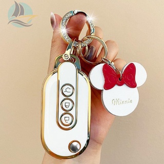 ใหม่ 2022 Wuling Hongguang miniev key case Macaron mini car TPU shell สีขาวหัวเข็มขัด ladies