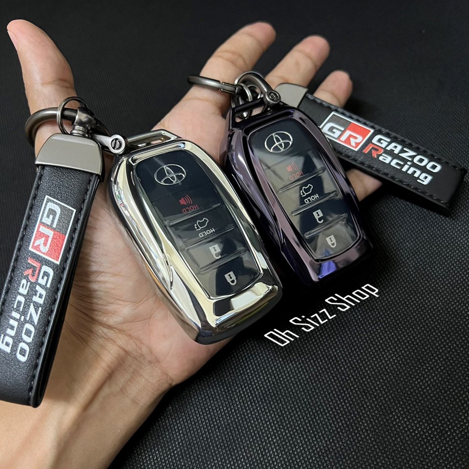 เคสรีโมทรถ Toyota Fortuner GR Legender Revo GR  Rocco  ฝาหน้าปุ่มใสและหลังใสเห็นโลโก้ สีม่วงเข้มและเ