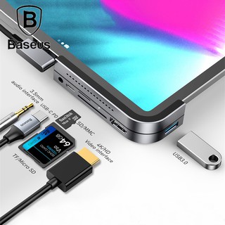 BASEUS อะแดปเตอร์สำหรับ iPad Pro 12.9 11 2018 Type C Hub to HDMI USB 3.0 PD Port 3.5 มม.