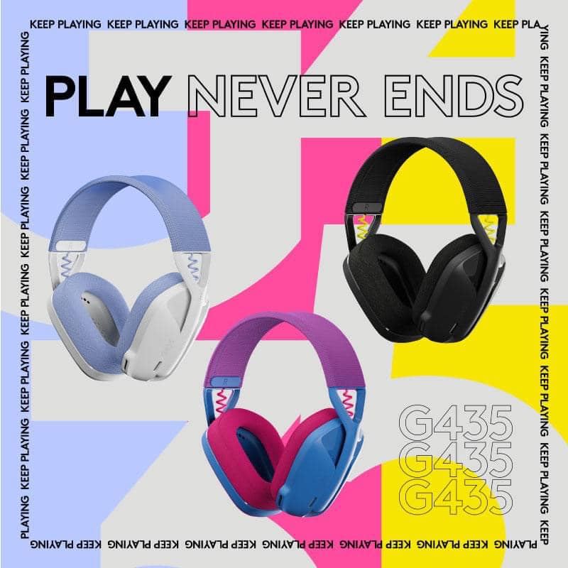 Logitech G435 Lightspeed and Bluetooth Wireless Gaming Headset - Lightweight Over-Ear Headphones, Bu