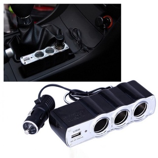 BKK AUTO ช่องเสียบที่ชาร์จในรถยนต์ Car Charger ช่องที่จุดบุหรี่ในรถยนต์ 3 ช่อง พร้อมช่อง USB 1 port. 5V/3.1A 15.5W.