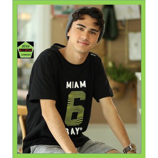 Miami Bay เสื้อคอกลม ชาย  รุ่น Number 6 สีดำ