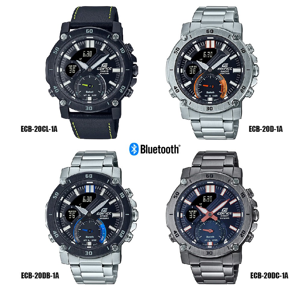 นาฬิกาข้อมือ Casio Edifice เชื่อมต่อกับสมาร์ทโฟน Bluetooth ECB-20 Series ECB-20CL-1A ECB-20DB-1A ECB-20D-1A ECB-20DC-1A