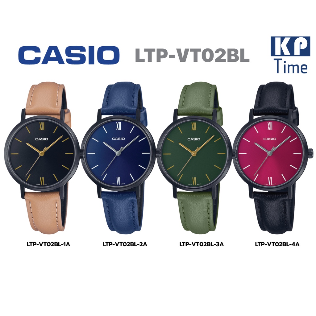 Casio นาฬิกาข้อมือผู้หญิง สายหนัง รุ่น LTP-VT02BL ของแท้ประกันศูนย์ CMG