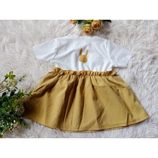 ชุดเดรส เสื้อกระต่ายผ้าcottonนิ่ม กระโปรงไหมสังเคราะห์ เบาสบาย size12-18M