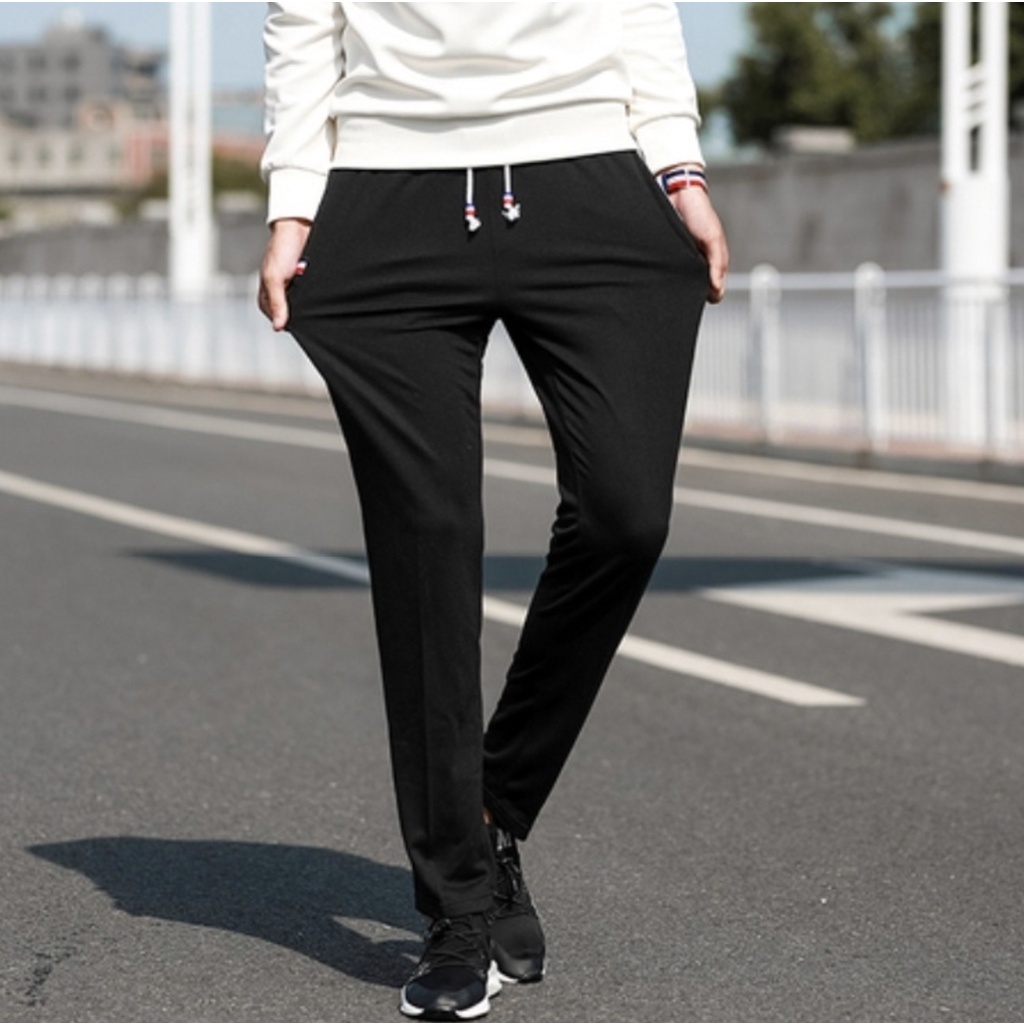 กางเกงลำลองผู้ชายทรงหลวมพลัสไซส์สไตล์เกาหลีเทรนด์เก้าแต้มกางเกงกีฬาแฟชั่น