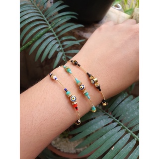 ข้อมือ Evileye minimal ลูกปัดเหรียญ