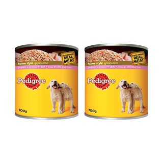 🔥สินค้าขายดี!! เพดดิกรี อาหารสูตรลูกสุนัข แบบกระป๋อง 700 กรัม X 2 กระป๋อง Pedigree Dog Food Puppy Can 700 g x 2