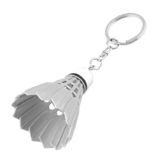 ♪☆♪Keychain Handtasche Split Ring Kunststoff Badminton Keyring Weiss