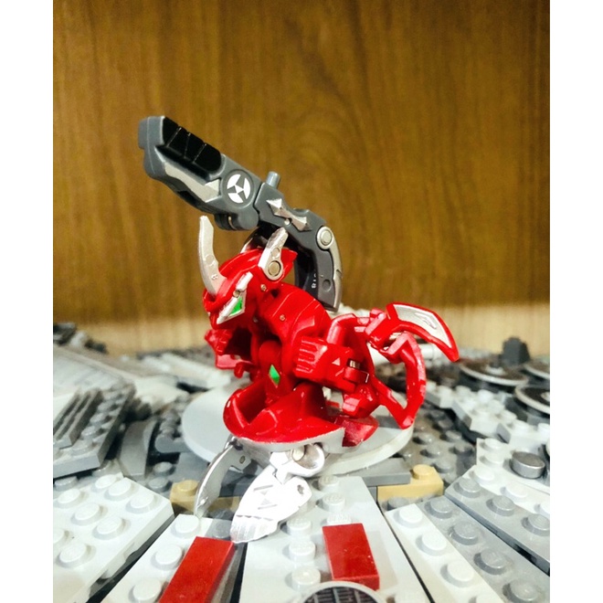 Bakugan "Titanium Dragonoid" Pyrus Red Mechtanium Surge & Sonicanon Gun Battle Gear BakuNano Rare