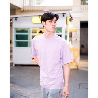 AVANDA_OFFICIAL - เสื้อยืดคอกลม สีพื้น ทรงโอเวอร์ไซส์ สีม่วงพาสเทล