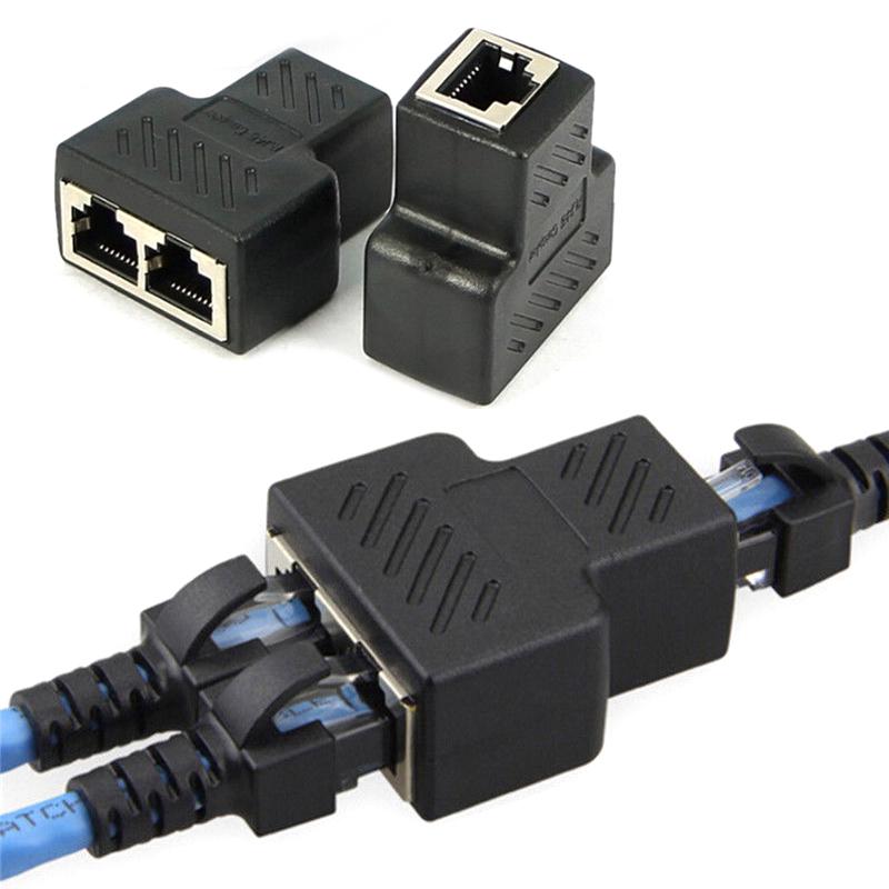 rj45 อะแดปเตอร์แยกสายเคเบิ้ล 1 to 2 ways dual female port cat 5/cat 6 lan ethernet