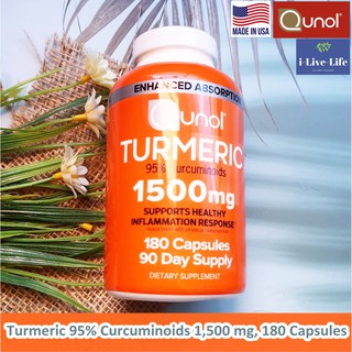 คิวนอล ขมิ้นชันสกัด Turmeric 95% Curcuminoids 1,500 mg 180 Capsules - Qunol