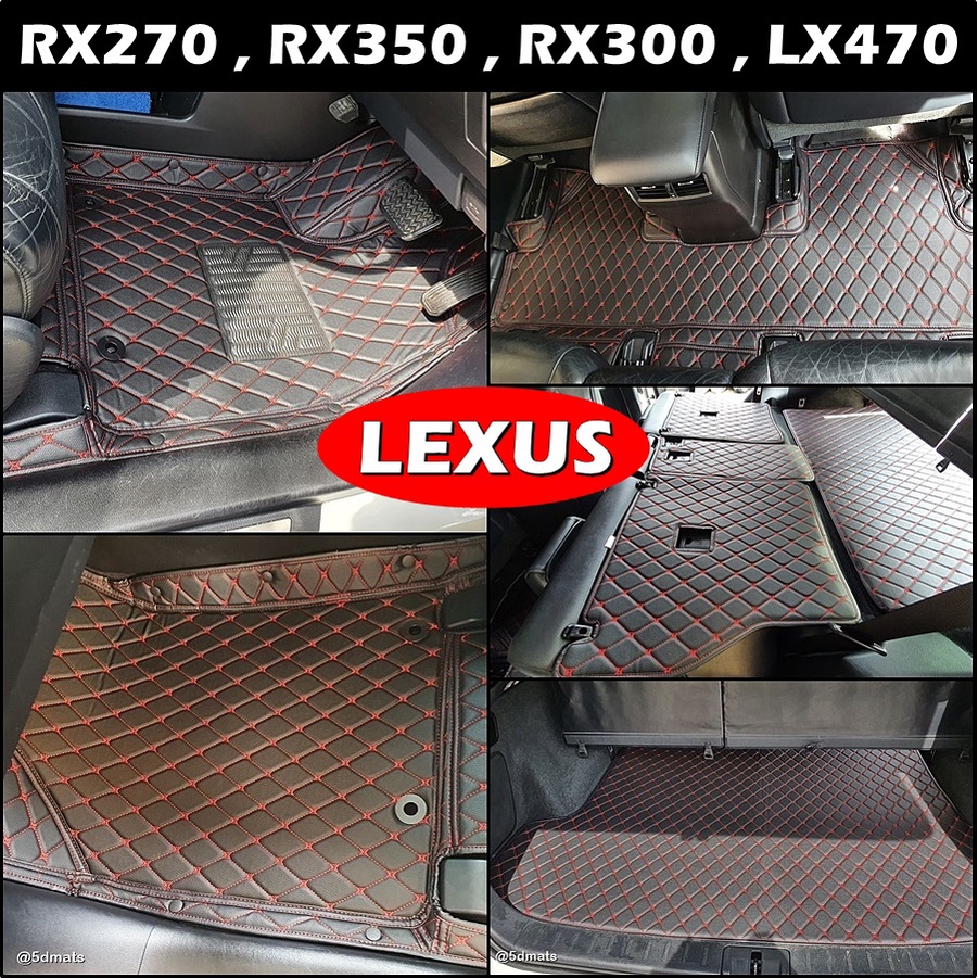 พรมปูพื้นรถยนต์ 6D LEXUS RX270 , LEXUS RX300 , LEXUS RX350 , LEXUS LX470 พรมหนัง6D รวมแผ่นท้าย ปิดเบ