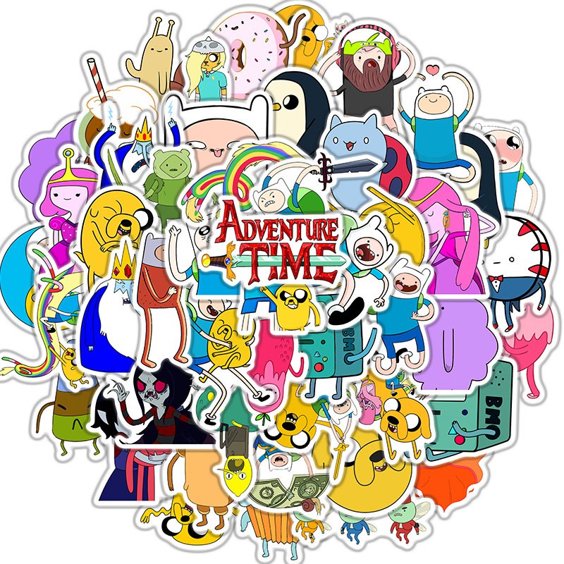 【LARGE STICKER】50Pcs Adventure Time Stickers Cartoon Sticker for Car Laptop Suitcase Skateboard Bicycle Waterproof Sticker Toy Stickers
