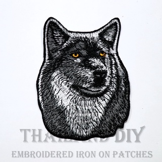 🐺 ตัวรีดติดเสื้อ หัวหมาป่า หมาป่า ลายสัตว์ เท่ๆ Wolf Head Patch งานปัก WOP DIY ตัวรีด อาร์มติดเสื้อ เสื้อแจ็คเก็ต หมวก