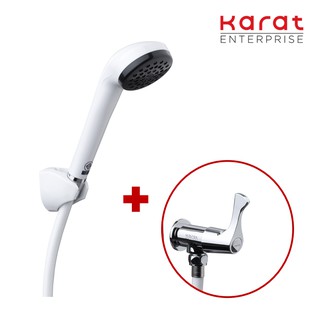 Karat Faucet ก๊อกเดี่ยวติดผนัง พร้อมฝักบัวสายอ่อนสีขาว