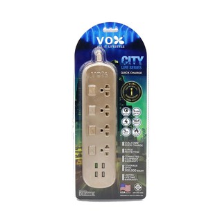 ปลั๊กไฟ 3 เมตร 4 สวิตซ์ 4 ช่อง + 4 USB // ปลั๊กพ่วง VOX CT-444