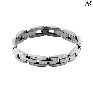 ANGELINO RUFOLO Bracelet ดีไซน์ Crystals Chain สร้อยข้อมือผู้ชาย Stainless Steel 316L(สแตนเลสสตีล)คุณภาพเยี่ยม สีเงิน