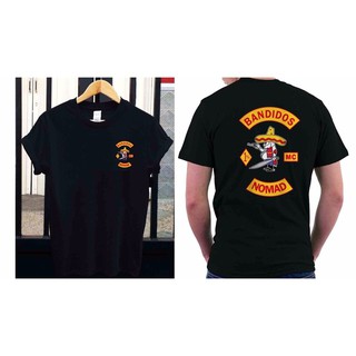 bandidos mc nomad chopper เสื้อยืดสําหรับผู้ชายแขนสั้นคอกลมพิมพ์ลาย