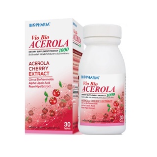 Biopharm Vio Bio Acerola 1000 mg ไบโอฟาร์ม อะเซโรล่า วิตามินซี เสริมภูมิต้านทาน ขนาด 30 เม็ด (17320)