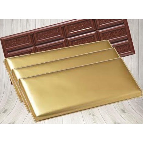 ฟอยล์ห่อช็อคโกแลต Foil+Paper คุณภาพสูง สีทองกึ่งด้าน แพค 30-50 แผ่น Premium Smooth/Embossing Aluminum Foil Classic Gold